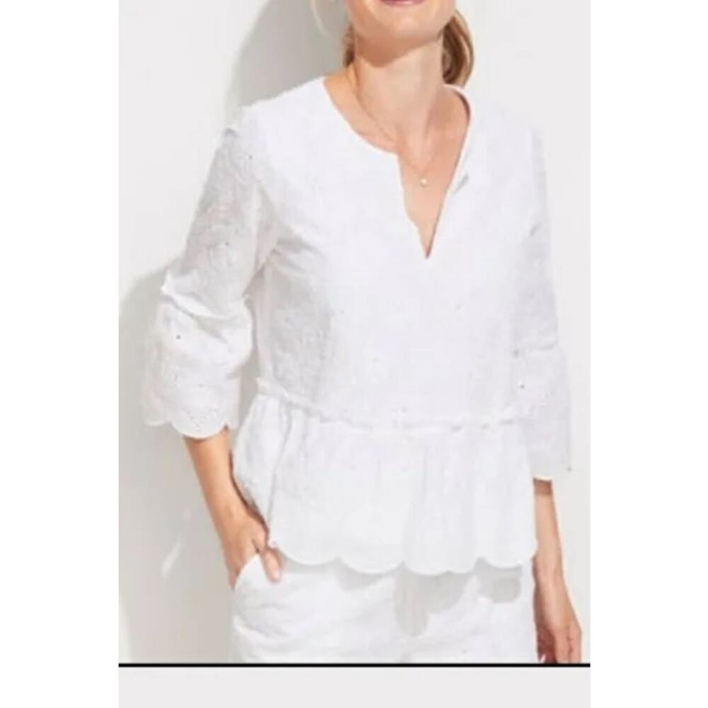 Vineyard Vines Island Eyelet Peplum Top